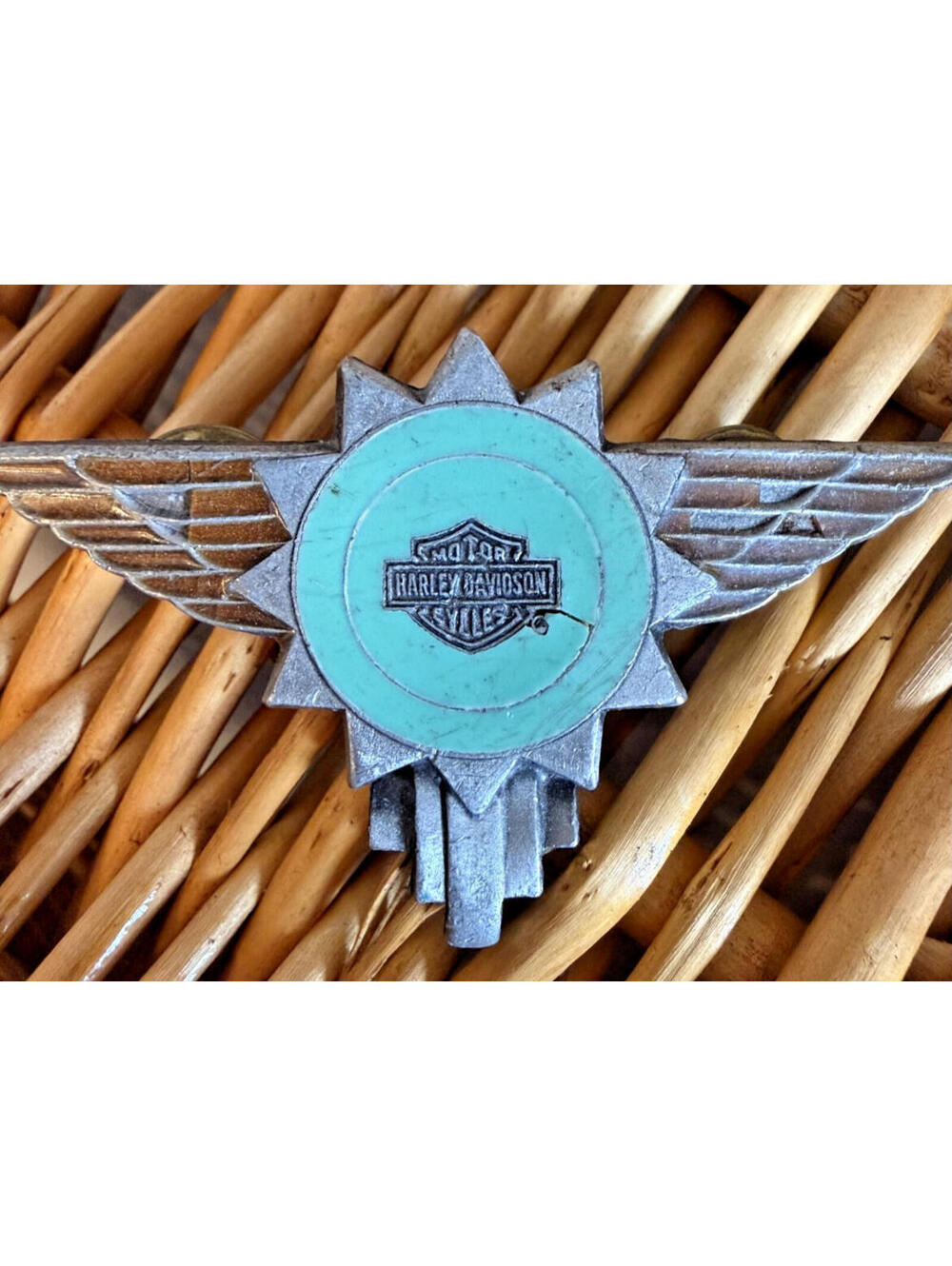 Vintage Harley Davidson Winged Pin & Eagle Button Lot Biker Motorcycle Collectib